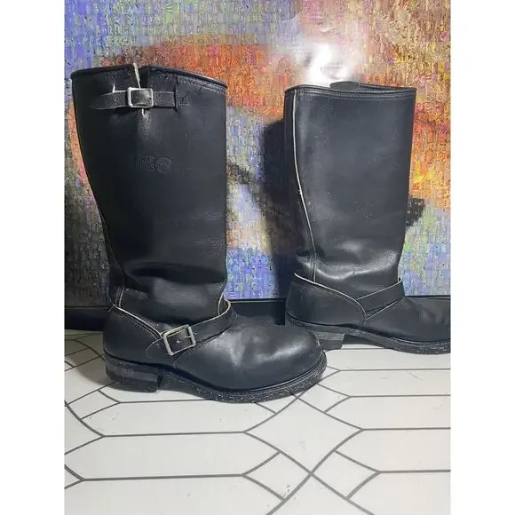 Vtg bike Buckle STEEL TOE Nylon Corded ENGINEER Motorcycle BOOTS 11.5